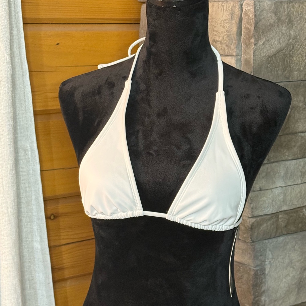 White Halter Bikini Top